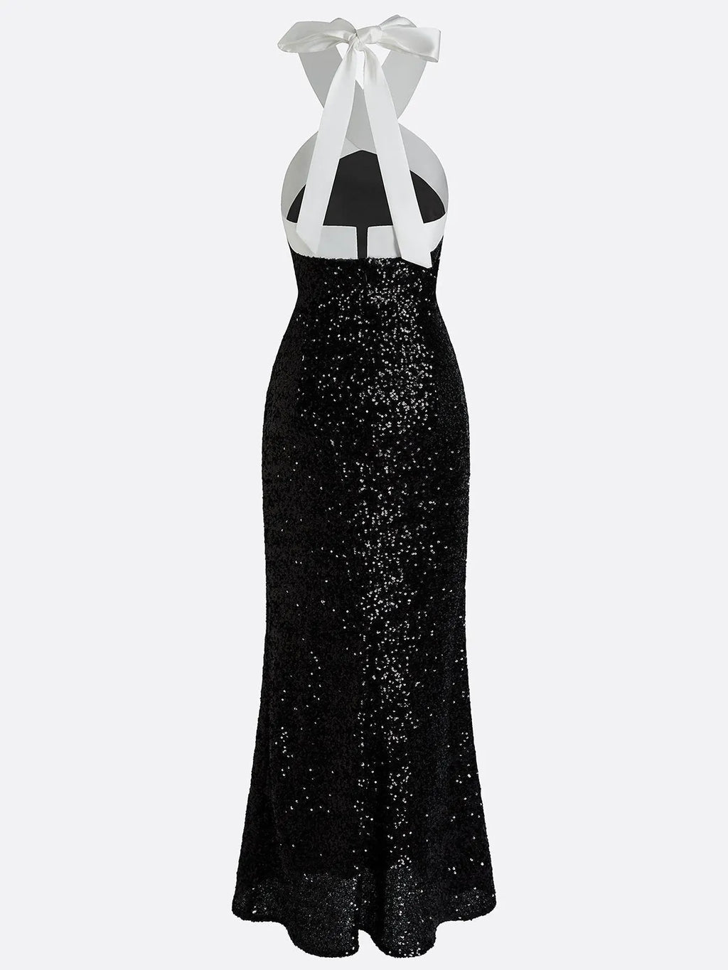 Black Sequin Halter Sleeveless Sheath Maxi Dress