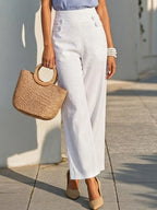 Cotton Pants, Plain, French Vintage, White