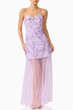 3D Floral Mesh Maxi Dress