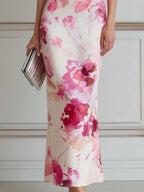 Cowl-Neck Floral Print Bodycon Maxi Dress