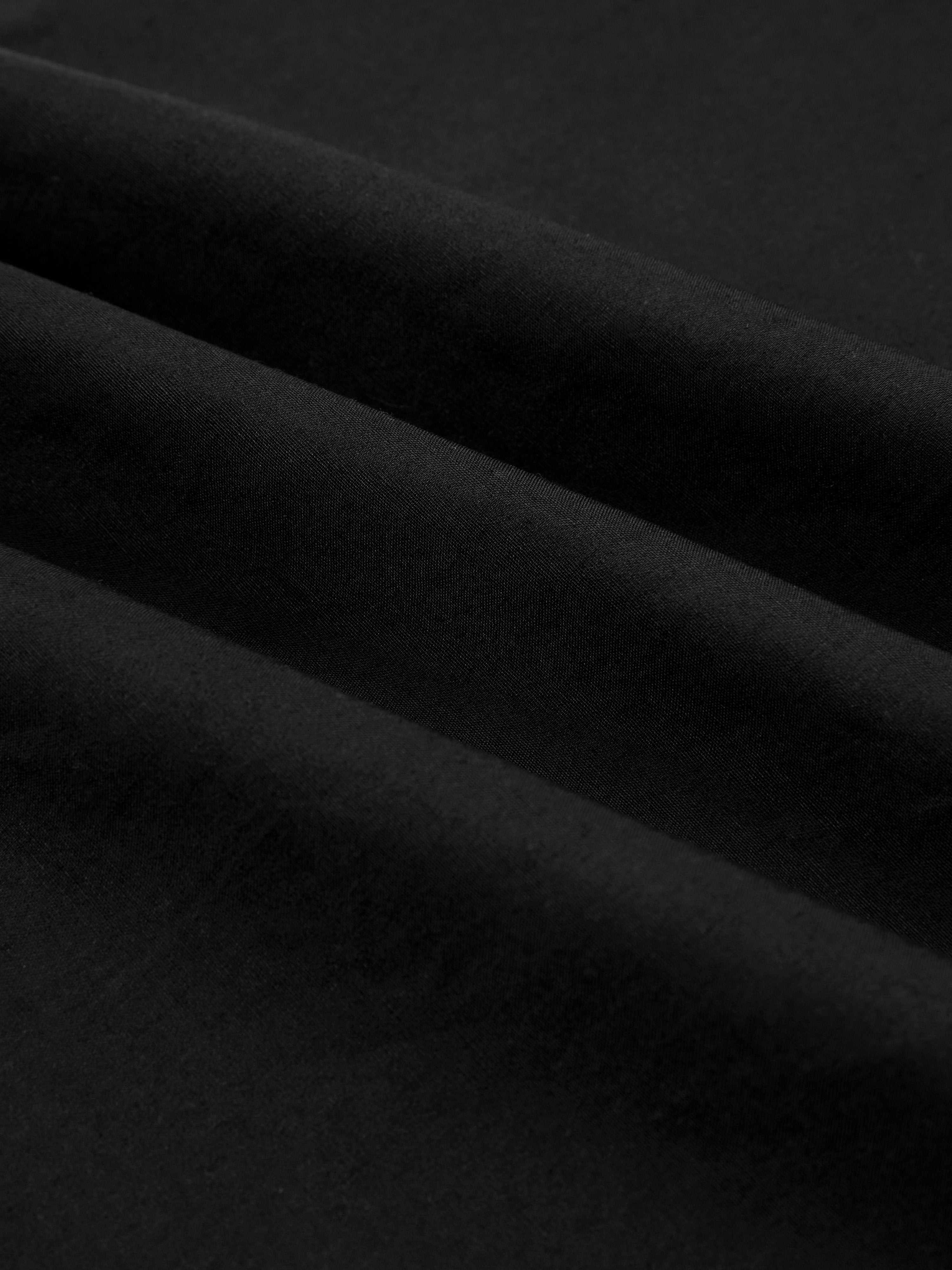 Maxi Cotton Dress, Sleeveless, V Neck, Plain, French Vintage, Black