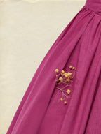 Maxi Linen Dress , Cap Sleeves, V Neck, Plain, Lace, Vintage, Rose Red