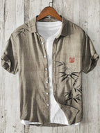 Simple Bamboo Japanese Art Linen Blend Shirt