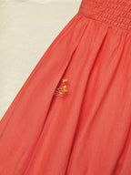 Maxi Cotton Dress, Half Sleeve, V Neck, Plain, Lace, Vacation, Vintage, Light Orange