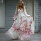 Vintage Japanese Plum Blossom Art Linen Blend Dress