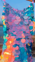 Iridescent Large Sequin Tassel Mini Dress