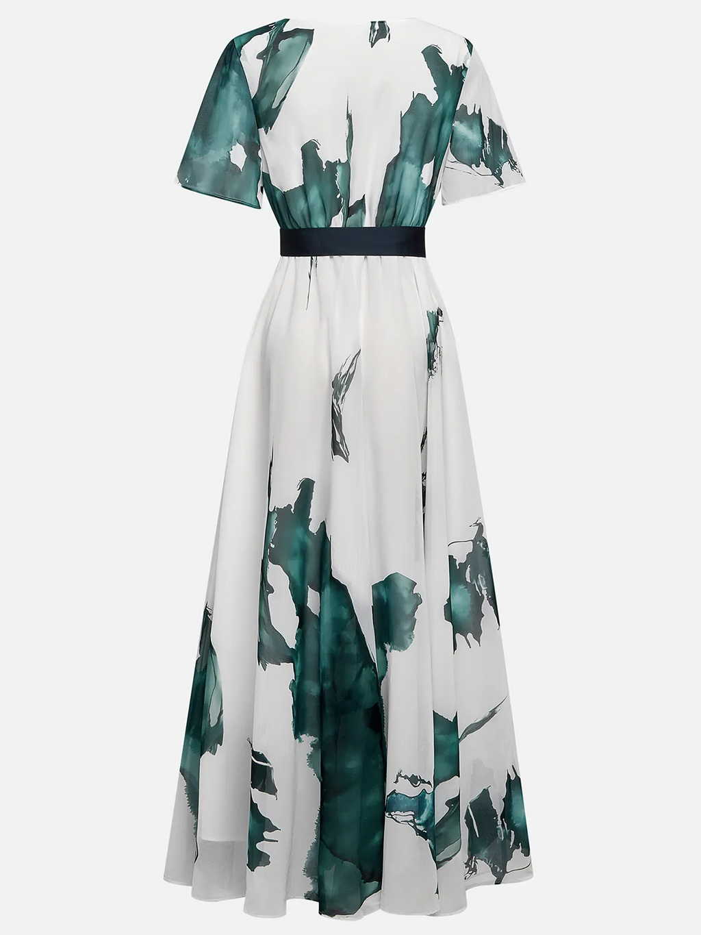 Artistic Emerald Watercolor Maxi Dress - Elegant Garden Wedding Guest Gown & Breezy Summer Party Outfit