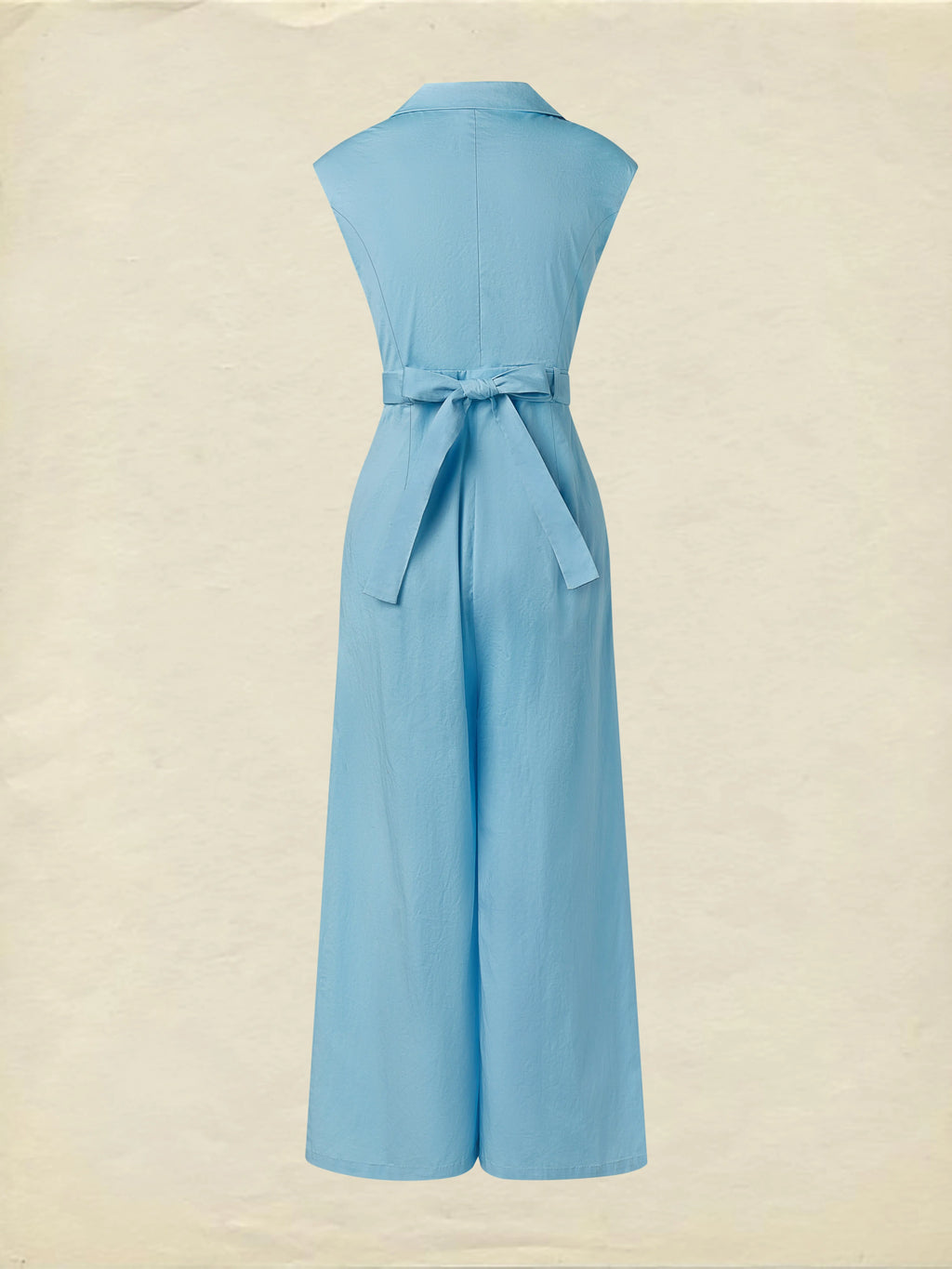 Cotton Jumpsuit , Cap Sleeves, V Neck, Plain, 3D Floral, French Vintage, Blue