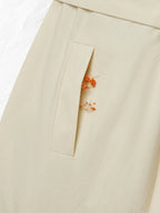 Cotton Trench Coat, Long Sleeves, Shawl Collar, Plain, Button Design, Vintage, Apricot