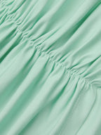 Green Ruched Knit Off The Shoulder Sleeveless Bodycon Maxi Dress