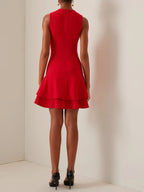 Red Ruffled Crew Neck Sleeveless A-line Mini Homecoming Dress