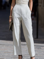 Off-Shoulder Ruched Top And High-Waisted Straight-Leg Pants Set