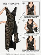 Black Lace Embroidery Sheer Mesh V Neck Sleeveless Wrap Sheath Maxi Dress