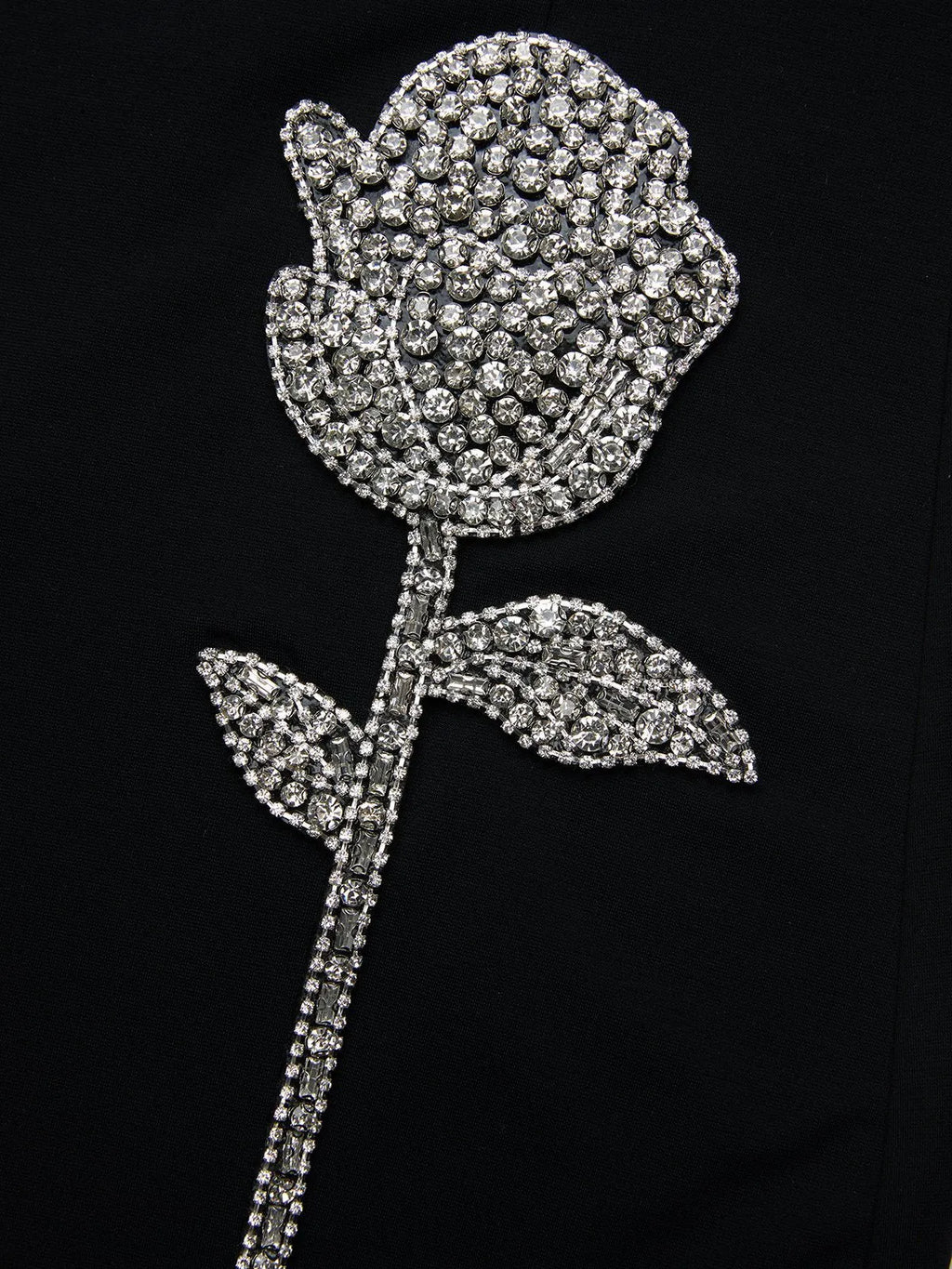 Black Applique Rhinestone Knit Square Neck Sleeveless Sheath Gown Dress