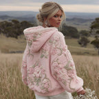 Women's Floral Embroidery Art Knitted Hooded Sweater