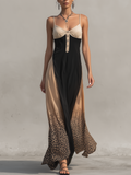 Black Gradient Leopard Print Chiffon Maxi Dress