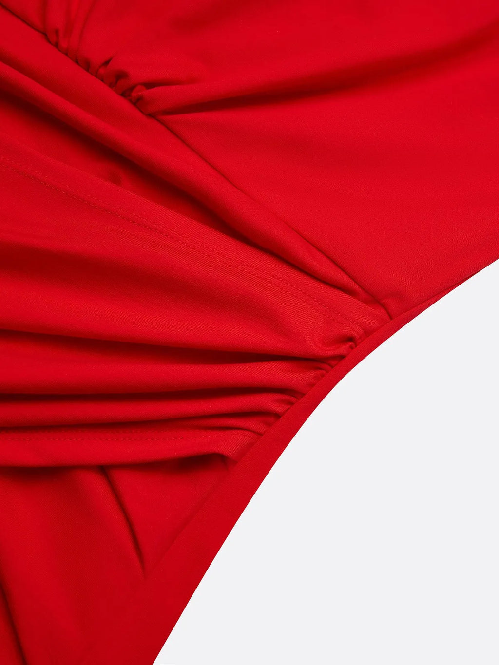 Red Ruched Knit Halter Sleeveless Bodycon Gown Dress