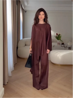 Cape Sleeve Wide-Leg Pants Set