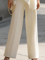 Asymmetric Ruched Draped Top Wide-Leg Pants Set