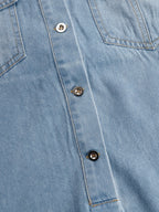 Casual Loose Vintage Denim Short Sleeve Shirt Tassel Mini Dress