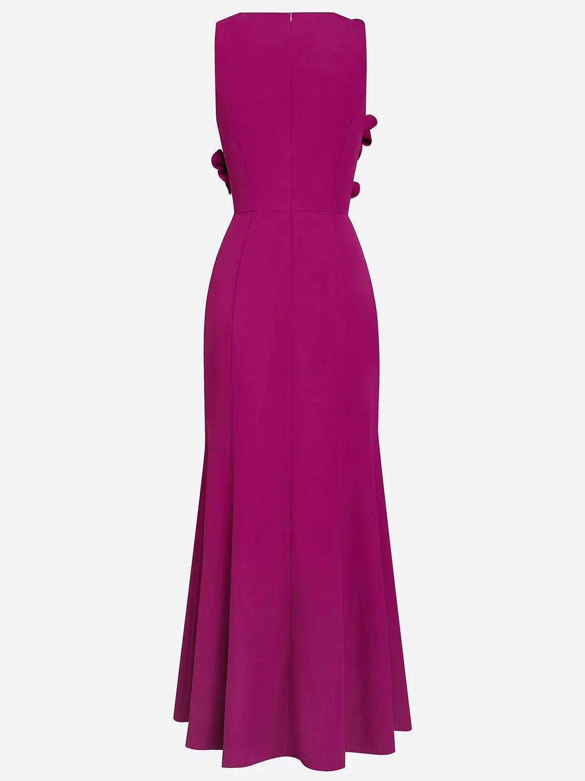 Purple 3D Floral Classic Crew Neck Sleeveless Mermaid Floor-length Gown Dress