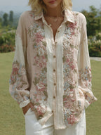 Women's Floral Embroidered Casual Shirt