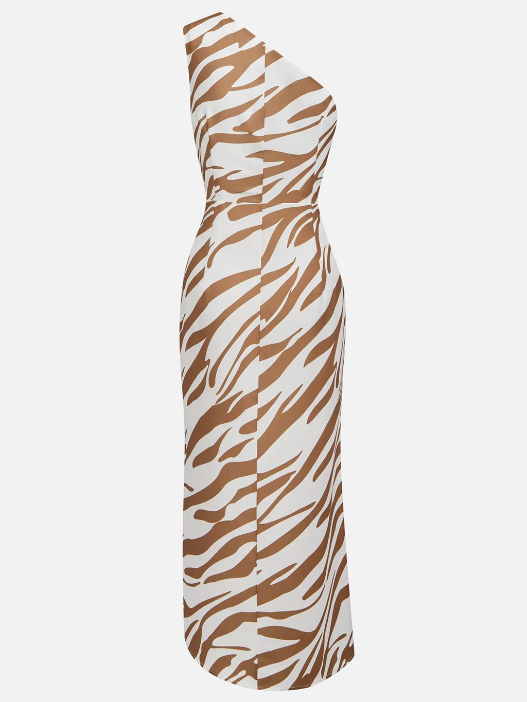 Khaki Slit Classic One Shoulder Sleeveless Sheath Midi Dress