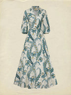 Maxi Linen Dress, Half Sleeve, Shawl Collar, Paisley, Button Design, Vacation, Vintage, White