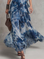 Bohemian Halter Neck Tiered Chiffon Maxi Dress
