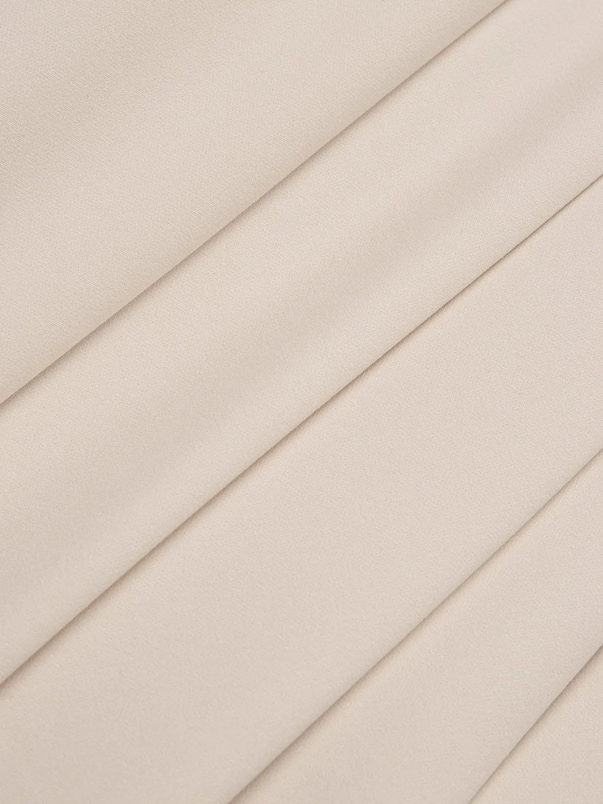 Off White Pleated Ruched Three Quarter Sleeve A-Line Maxi Dress