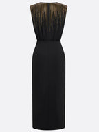Black Hot Drilling Knit Crew Neck Sleeveless Bodycon Midi Dress