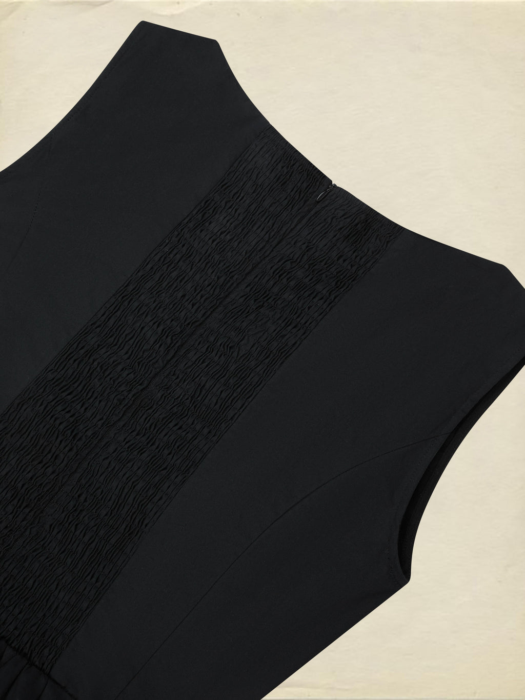 Maxi Cotton Dress, Sleeveless, V Neck, Plain, French Vintage, Black