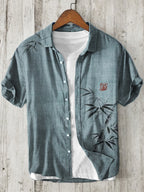 Simple Bamboo Japanese Art Linen Blend Shirt