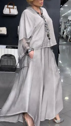 Women's V-Neck Loose Asymmetrical Two-Piece Set