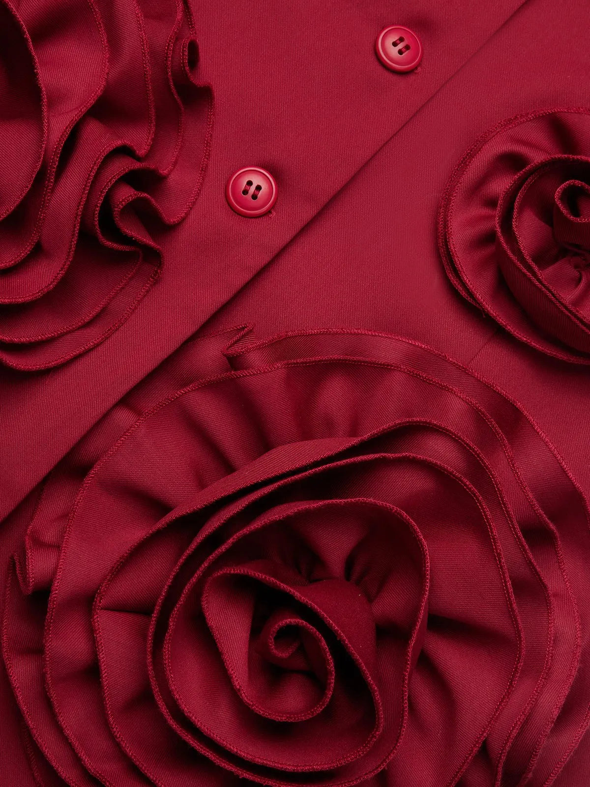 Burgundy 3D Floral Blazer Shawl Collar Long Sleeve A-Line Mini Dress