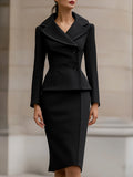 Elegant Two-Piece Suit With Tailored Blazer And Pencil Skirt