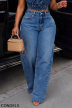 Women's Fashion 3D-Floral Denim Bustier or Barrel Jeans Set
